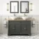 Lucia Graphite Grey Double Vanity Oak Effect Top & Round Counter Top Basin 1200mm - Brass Accents