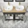 Lucia Graphite Grey Double Vanity Oak Effect Top & Curved Counter Top Basin 1200mm - Brass Accents
