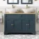 Lucia Inky Blue Double Vanity with Oak Effect Top & Oval Counter Top Basin 1200mm - Brass Accents