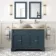 Lucia Inky Blue Double Vanity with Oak Effect Top & Oval Counter Top Basin 1200mm - Brass Accents