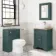 Lucia Midnight Green Vanity with Oak Effect Top & Curved Counter Top Basin 640mm