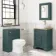 Lucia Midnight Green Vanity with Oak Effect Top & Curved Counter Top Basin 640mm - Brass Accents
