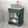 Lucia Midnight Green Cabinet with Marble Top 640mm (Excludes Counter Top Basin) - Brass Accents