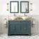 Lucia Midnight Green Double Vanity Oak Effect Top & Round Counter Top Basin 1200mm - Brass Accents
