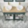 Lucia Midnight Green Double Vanity Oak Effect Top & Round Counter Top Basin 1200mm - Brass Accents