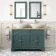 Lucia Midnight Green Double Vanity Oak Effect Top & Oval Counter Top Basin 1200mm - Brass Accents