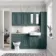 Monaco Midnight Green Vanity Basin with Marble Top and Hudson Toilet with Wooden Seat 1500mm