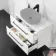 Elba Gloss White Wall Hung Drawer 800mm Excludes Counter Top Basin - Black Accents