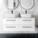 Elba Gloss White Double Wall Hung Drawer Vanity Marble Top & Curved Basin 1200mm - Black Accents