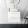 Elba Gloss White Wall Hung Vanity Marble Top & Curved Counter Top Basin 600mm - Brass Accents