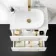 Elba Gloss White Wall Hung Vanity Marble Top & Curved Counter Top Basin 600mm - Brass Accents