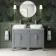 Bermuda Dove Grey Vanity with Marble Top & Curved Counter Top Basin 1200mm - Brass Knurled Handles