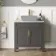 Bermuda Graphite Grey Cabinet with Marble Top 800mm Excludes Basin - Brass Knurled Handles