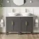 Bermuda Graphite Grey Vanity with Marble Top & Oval Counter Top Basin 1200mm - Brass Knurled Handles