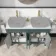 Bermuda Midnight Green Cabinet with Marble Top 1200mm Excludes Basins - Brass Knurled Handles