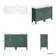 Bermuda Midnight Green Cabinet with Marble Top 1200mm Excludes Basins - Brass Knurled Handles