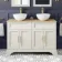 Lucia Chalk White Double Vanity Oak Effect Top & Round Counter Top Basin 1200mm - Knurled Handles