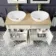 Lucia Chalk White Double Vanity Oak Effect Top & Oval Counter Top Basin 1200mm - Knurled Handles