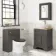 Lucia Graphite Grey Vanity with Oak Effect Top & Oval Counter Top Basin 640mm - Knurled Handles