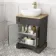 Lucia Graphite Grey Vanity with Oak Effect Top & Curved Counter Top Basin 640mm - Knurled Handles