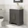 Lucia Graphite Grey Vanity with Marble Top & Oval Counter Top Basin 640mm - Brass Knurled Handles