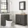 Lucia Graphite Grey Vanity with Oak Effect Top & Round Counter Top Basin 840mm - Knurled Handles