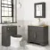 Lucia Graphite Grey Vanity with Oak Effect Top & Curved Counter Top Basin 840mm - Knurled Handles