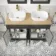 Lucia Graphite Grey Double Vanity Oak Effect Top & Curved Counter Top Basin 1200mm Knurled Handles