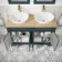 Lucia Inky Blue Double Vanity with Oak Effect Top & Oval Counter Top Basin 1200mm - Knurled Handles