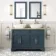 Lucia Inky Blue Double Vanity Oak Effect Top & Curved Counter Top Basin 1200mm - Knurled Handles