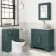Lucia Midnight Green Vanity with Marble Top & Oval Counter Top Basin 840mm - Brass Knurled Handles