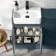 Harper Navy Blue Combination Vanity Basin & Houston Toilet 1000mm - Black Accents