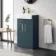 Harper Navy Blue Vanity with Semi Recessed Basin 500mm - Brushed Brass Accents