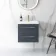 Elba Inky Blue Wall Hung Basin Drawer Vanity 500mm - Brushed Brass Accents