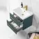 Elba Midnight Green Wall Hung Basin Drawer Vanity 500mm - Brushed Brass Accents