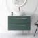 Elba Midnight Green Wall Hung Vanity Marble Top & Oval Counter Top Basin 800mm - Brass Accents