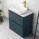 Corsica Inky Blue Vanity Drawer with Marble Top & Curved Counter Top Basin 800mm