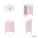 Bermuda Cashmere Pink Vanity with Marble Top & Oval Counter Top Basin 600mm - Brass Knurled Handles