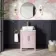 Bermuda Cashmere Pink Vanity Marble Top & Curved Counter Top Basin 600mm - Brass Knurled Handles