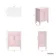 Bermuda Cashmere Pink Cabinet with Marble Top 600mm (Excludes Basin) - Brass Knurled Handles