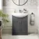 Capri Slate Grey Vanity with Semi Recessed Basin 650mm - Chrome Handles