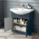 Capri Navy Blue Basin Vanity and Back To Wall Unit 1350mm (Excludes Toilet) - Chrome Handles