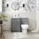 Milos Fog Grey Combination Vanity Basin and Miami Toilet 1000mm - Chrome Handles