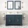 Lucia Inky Blue Double Basin Vanity 1200mm - Brass Knurled Handles