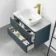 Corsica Inky Blue Wall Hung Drawer Vanity with Marble Top & Curved Counter Top Basin 800mm