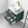 Corsica Midnight Green Wall Hung Drawer Vanity with Marble Top & Curved Counter Top Basin 600mm