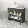 Lucia Graphite Grey Vanity with Marble Top & Round Counter Top Basin 1030mm - Brass Knurled Handles