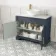 Lucia Inky Blue Vanity with Marble Top & Round Counter Top Basin 1030mm - Brass Knurled Handles