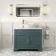 Lucia Midnight Green Vanity with Marble Top & Round Counter Top Basin 1030mm - Brass Knurled Handles