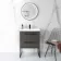 Elba Graphite Grey Wall Hung Basin Drawer Vanity 600mm with Matt Black Stand